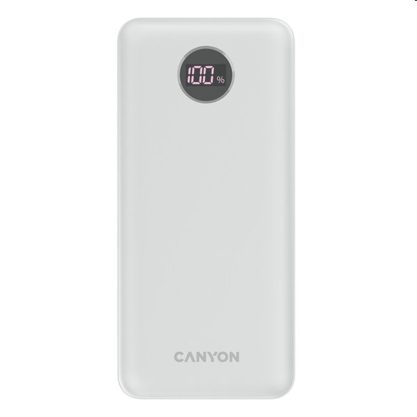 E-shop Powerbanka Canyon s digitálnym displejom 1 x USB-C 2x USB-A 20000, biela CNE-CPB2002W