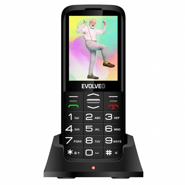 E-shop Evolveo EasyPhone XO, mobilný telefón pre seniorov s nabíjacím stojanom, čierny EP-630-XOB