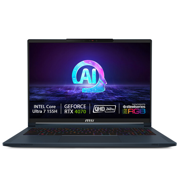 E-shop MSI Stealth 16 AI Studio A1VGG-033CZ Core Ultra 7 155H 32 GB 1 TB SSD RTX 4070, 8 GB 16" QHD Plus, IPS Win 11, modrý 9S7-15F412-033