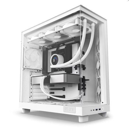 NZXT case H6 Flow, ATX, Compact Dual Chamber Mid Tower, white