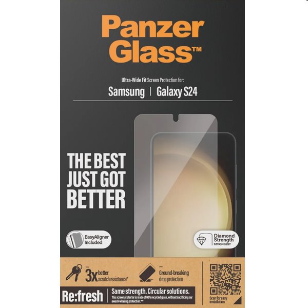 E-shop Ochranné sklo PanzerGlass Re:fresh UWF s aplikátorom pre Samsung Galaxy S24, čierna 7350