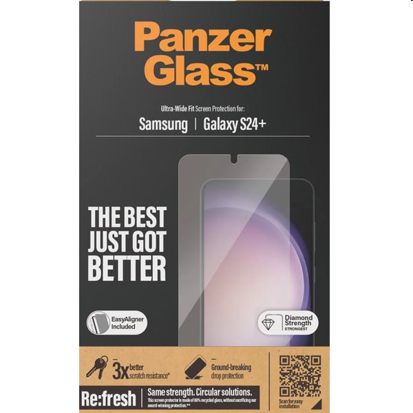 E-shop Ochranné sklo PanzerGlass Re:fresh UWF s aplikátorom pre Samsung Galaxy S24 Plus, čierna 7351