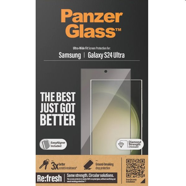 E-shop Ochranné sklo PanzerGlass Re:fresh UWF s aplikátorom pre Samsung Galaxy S24 Ultra, čierna 7352