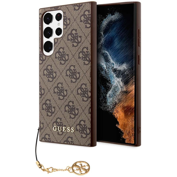 Zadný kryt Guess 4G Charms pre Samsung Galaxy S24 Ultra, hnedá