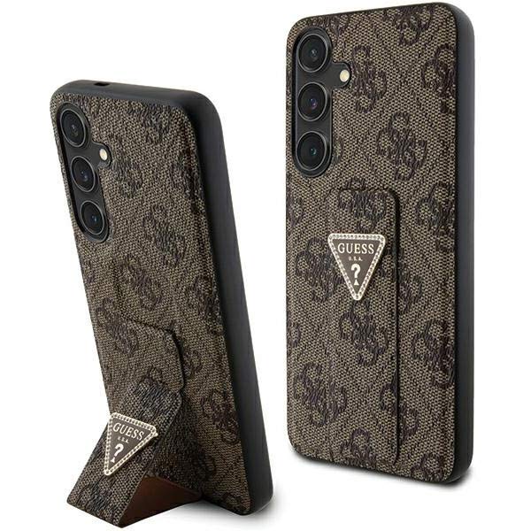 Zadný kryt Guess Grip Stand 4G Strass Triangle pre Samsung Galaxy S24, hnedá 57983119497