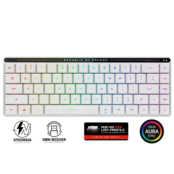 E-shop Herná klávesnica ASUS ROG FALCHION RX Low profile (ROG RX RED), US, biela 90MP03EC-BKUA10