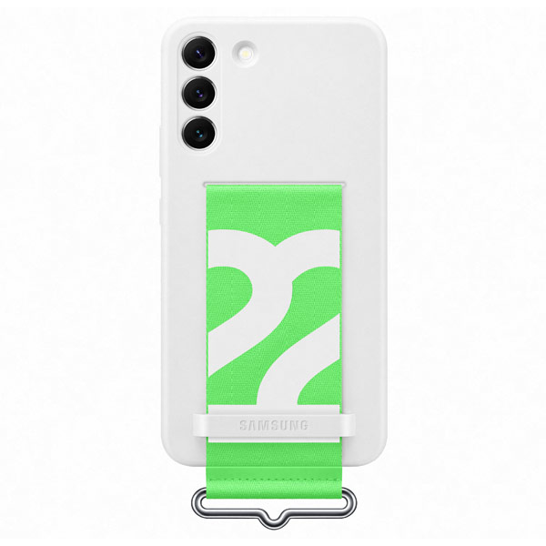 Samsung Silicone Cover w/ Strap S22 Plus, white - OPENBOX (Rozbalený tovar s plnou zárukou)
