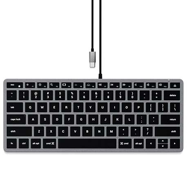 Satechi Slim W1 káblová podsvietená klávesnica pre Mac, sivá ST-UCSW1M