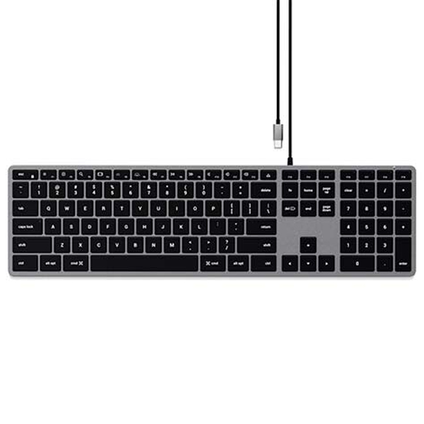 Satechi Slim W3 káblová podsvietená klávesnica pre Mac, sivá