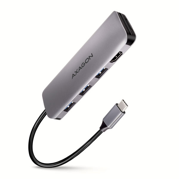 AXAGON HMC-HCR3A 3x USB-A + HDMI + SD/microSD, USB-C 3.2 Gen 1 hub, 20cm USB-C cable - OPENBOX (Rozbalený tovar s plnou