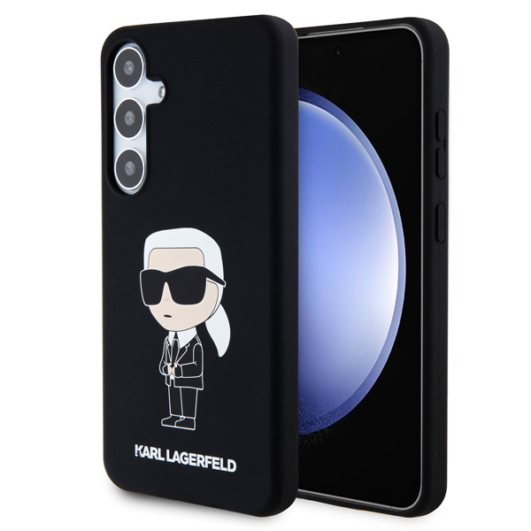 Zadný kryt Karl Lagerfeld Liquid Silicone Ikonik NFT pre Samsung Galaxy S24 Plus, čierny