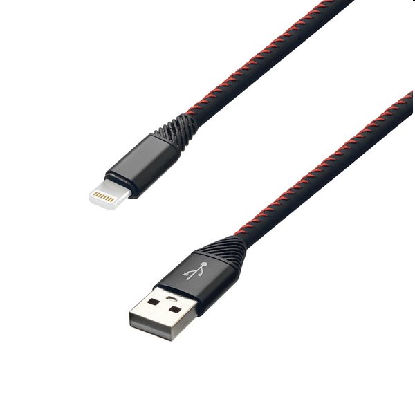 E-shop MobilNET Dátový a nabíjací kábel TPU USBLightning, 2A, 2m, čierny KAB-0185-USB-LIGHT