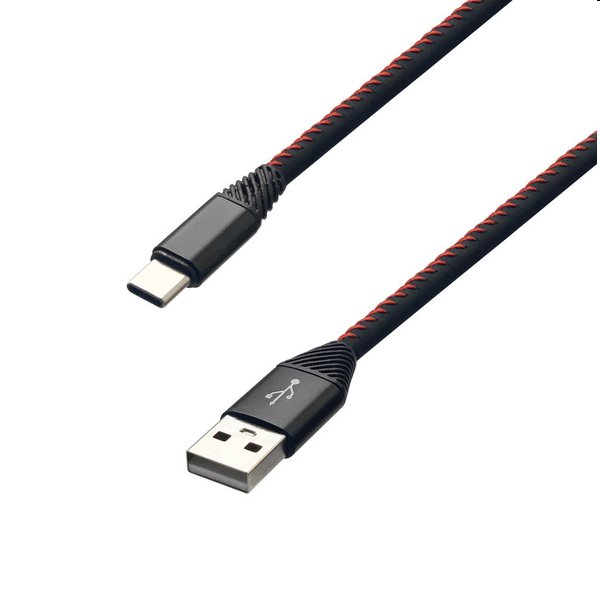 MobilNET Dátový a nabíjací kábel TPU USBUSB-C, 2A, 2m, čierny KAB-0184-USB-TYPEC