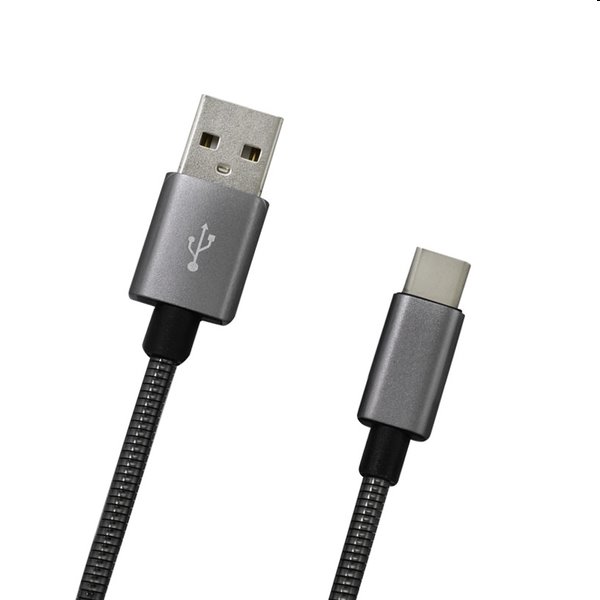 E-shop MobilNET Dátový a nabíjací kábel USBUSB-C, 2A, 1m, sivý KAB-0096-USB-TYPEC