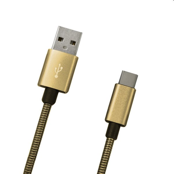 MobilNET Dátový a nabíjací kábel USBUSB-C, 2A, 1m, zlatý KAB-0097-USB-TYPEC