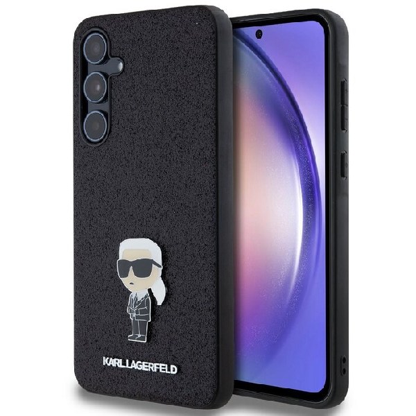 Zadný kryt Karl Lagerfeld Fixed Glitter Metal Ikonik pre Samsung Galaxy A55 5G, čierny