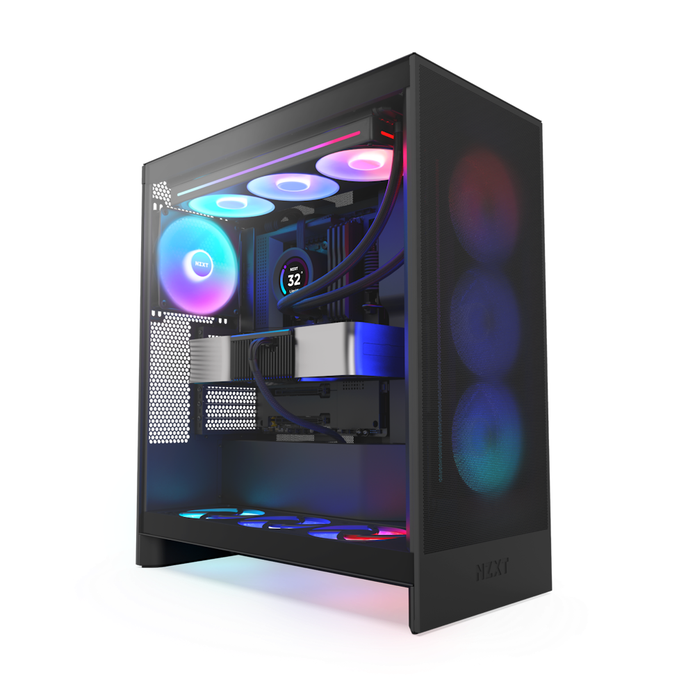 NZXT case H7 Flow RGB / 3x 140 mm fan / glass / mesh panel / black
