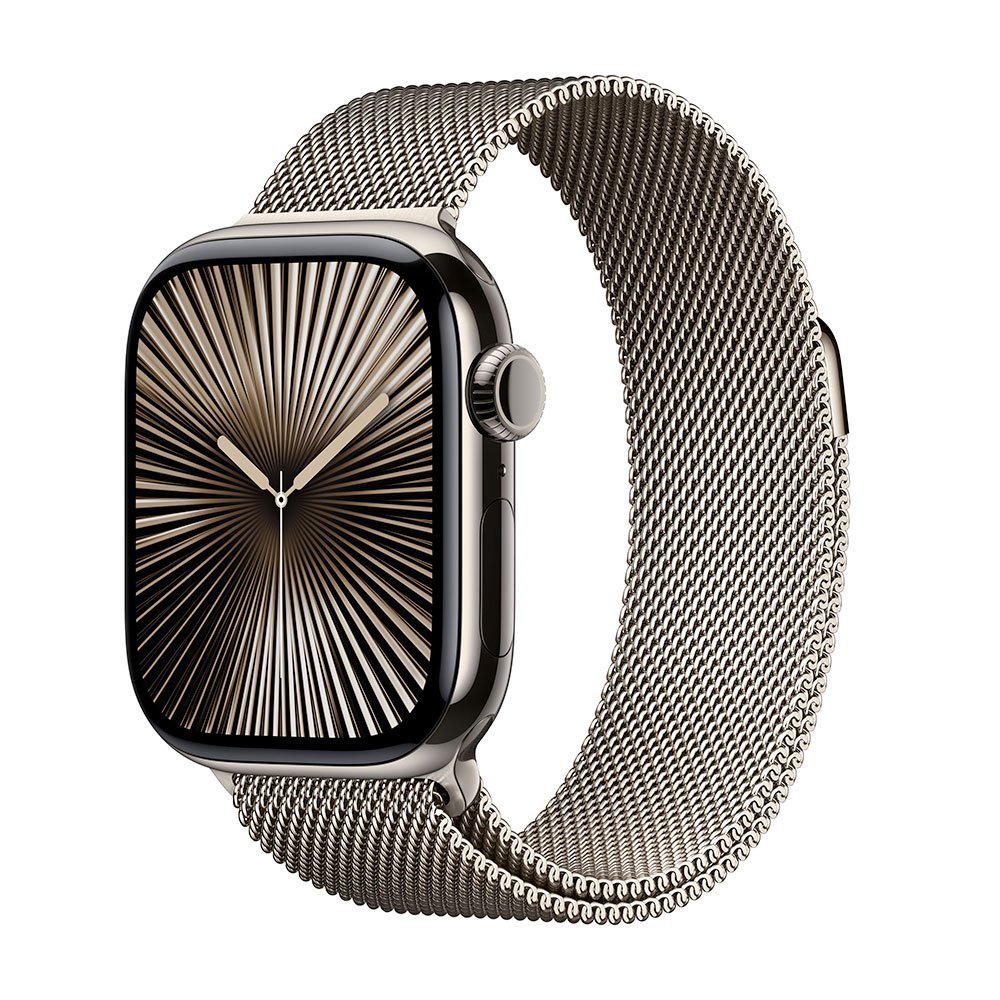 Apple Watch Series 10 GPS + Cellular 42mm Natural Titanium Case with Natural Milanese Loop MWXF3QCA
