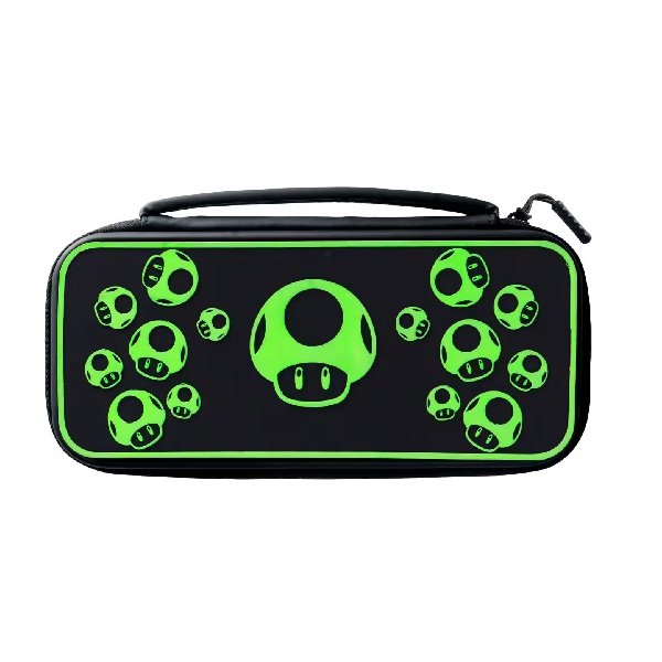 PDP 1-Up Mushroom Plus Glow Travel Case for Nintendo Switch, black 500-224-1UP