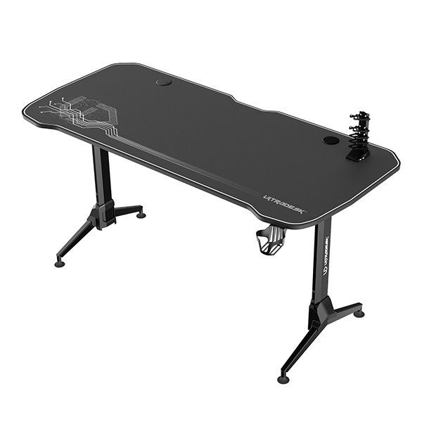 ULTRADESK Herný stôl GRAND WHITE, 160x75 cm, 70-80 cm, 3 úrovne výšky, s XXL podložkou pod myš, držiak slúchadiel UDESK-GD-WH