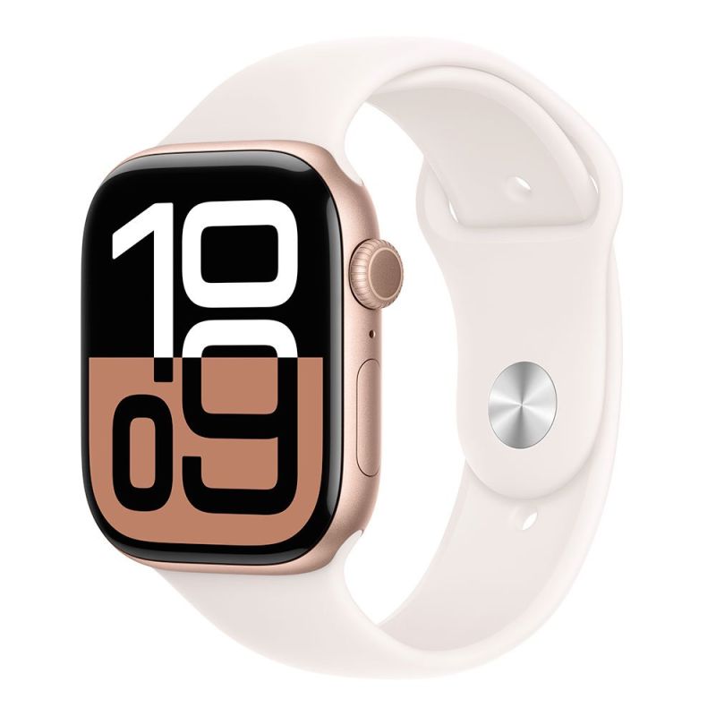 Apple Watch Series 10 GPS 46mm Rose Gold Aluminium Case with Light Blush Sport Band - ML MWWU3QCA