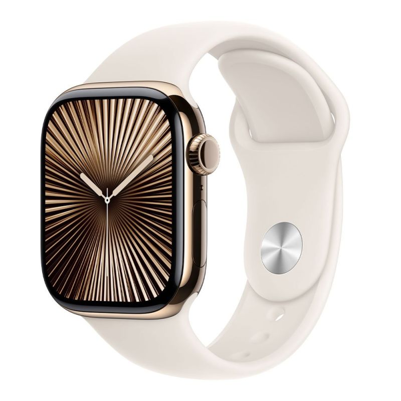 Apple Watch Series 10 GPS + Cellular 46mm Gold Titanium Case with Starlight Sport Band - ML *Renovovaný* MWYY3QCA