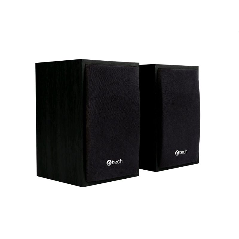 Repro C-TECH SPK-09, 2.0, drevenné, čierne, USB SPK-09BK