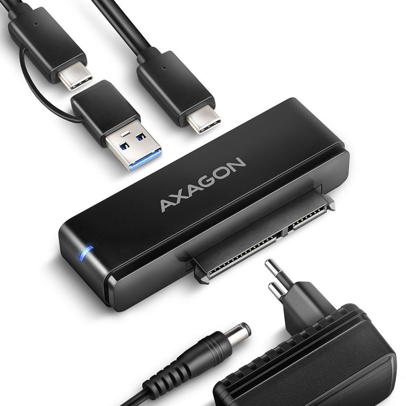 AXAGON ADSA-FPX, USB-C 10Gbps - SATA 6G, 2.5"3.5" SSDHDD FAST PORT X adaptér, vrátane AC napájača ADSA-FPX