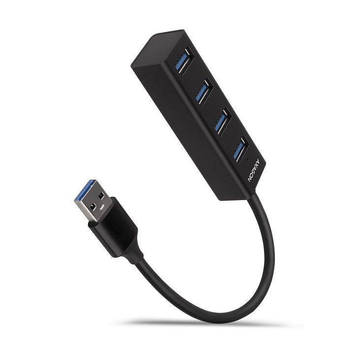 AXAGON HUE-M1A, 4x USB 3.2 Gen 1 MINI hub, kovový, kábel USB-A 20cm HUE-M1A