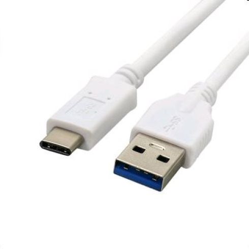 Kábel C-TECH USB 3.0 AM na Type-C kábel (AMCM), 2m, biely CB-USB3C-20W