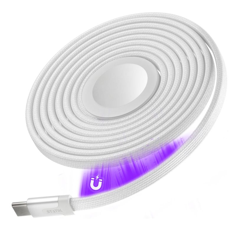 KeySmart Statik MagStack, nabijačka pre Apple Watch, USB-C, - biela (1m) PUP-0496-WHT-3FT