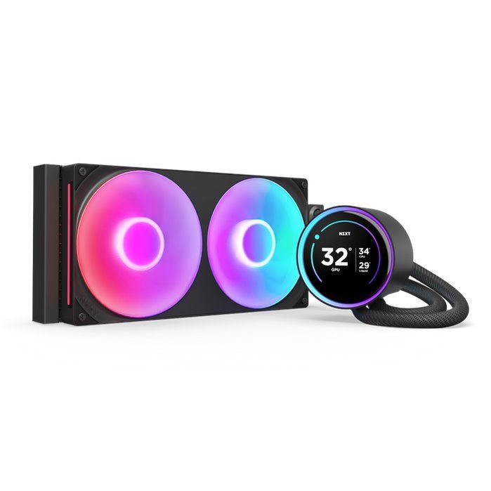 NZXT AIO liquid cooler CPU Kraken 280 ELITE RGB 2x140mm fan 4-pin PWM LCD display black RL-KR28E-B1