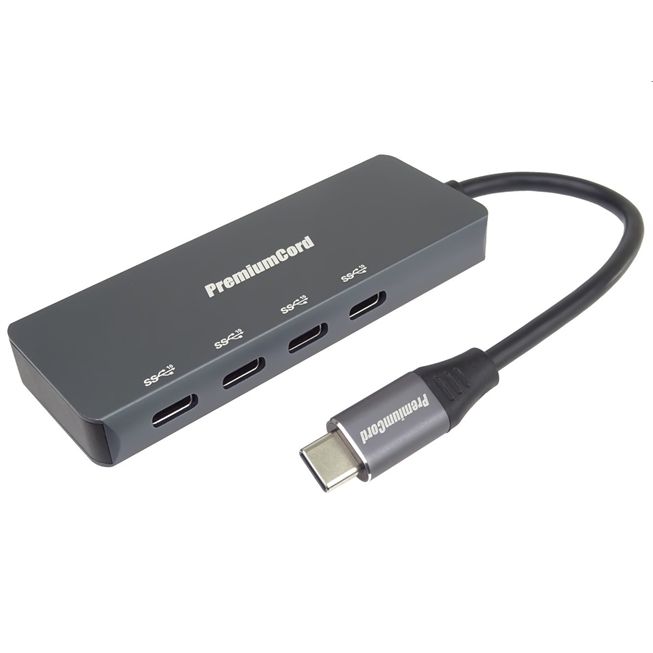 PremiumCord 5G SuperSpeed Hub USB-C na 4x USB 3.2 C Aluminum ku31hub10