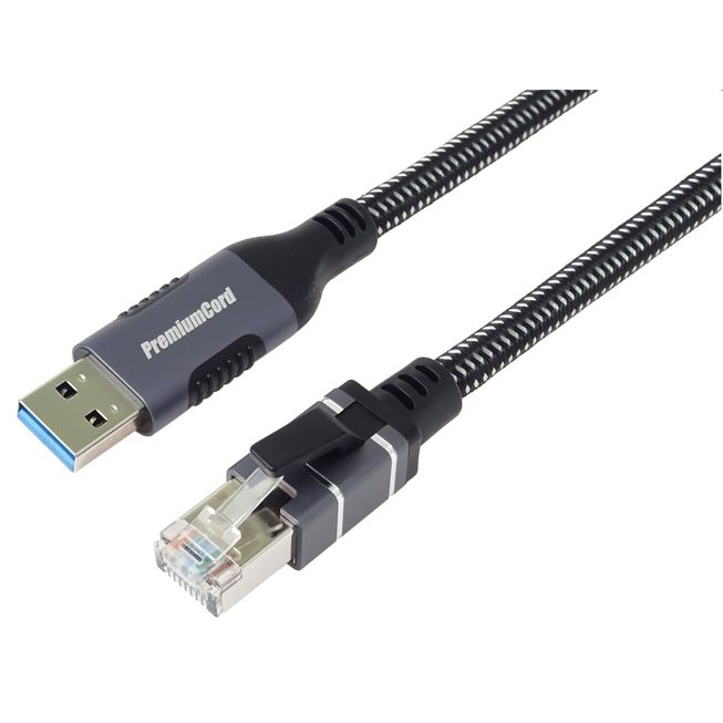 PremiumCord Ethernetový kábel USB-A 3.2 -> LAN RJ45 10/100/1000 Mb 2m
