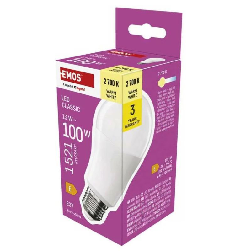 EMOS LED žiarovka Classic A60 E27 13 W (100 W) 1521 lm Teplá biela ZQ5E61