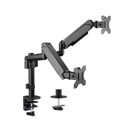 GEMBIRD Držiak 2 monitorov na stôl MA-DA2P-01, naklápací, až do 32” a 9kg, čierny MA-DA2P-01