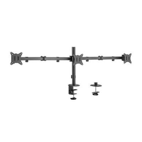 GEMBIRD Držiak 3 LCD monitorov na stôl MA-D3-01, naklápací, až do 27” a 7kg, čierny MA-D3-01