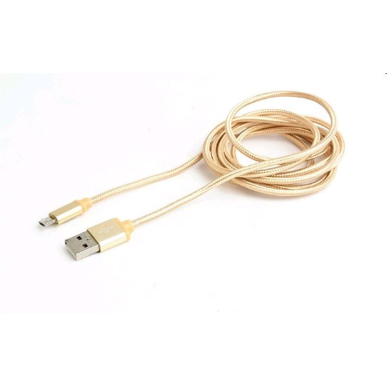 Kábel CABLEXPERT USB A MaleMicro B Male 2.0, 1,8m, opletený, zlatý, blister CCB-mUSB2B-AMBM-6-G