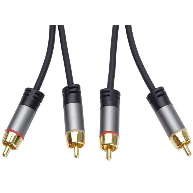 PremiumCord HQ tienený kabel 2x CINCH-2x CINCH MM 1,5m kjqccmm015