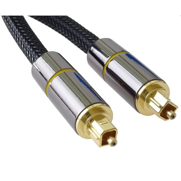 PremiumCord Optický audio kabel Toslink, OD:7mm, Gold-metal design + Nylon 2m kjtos7-2