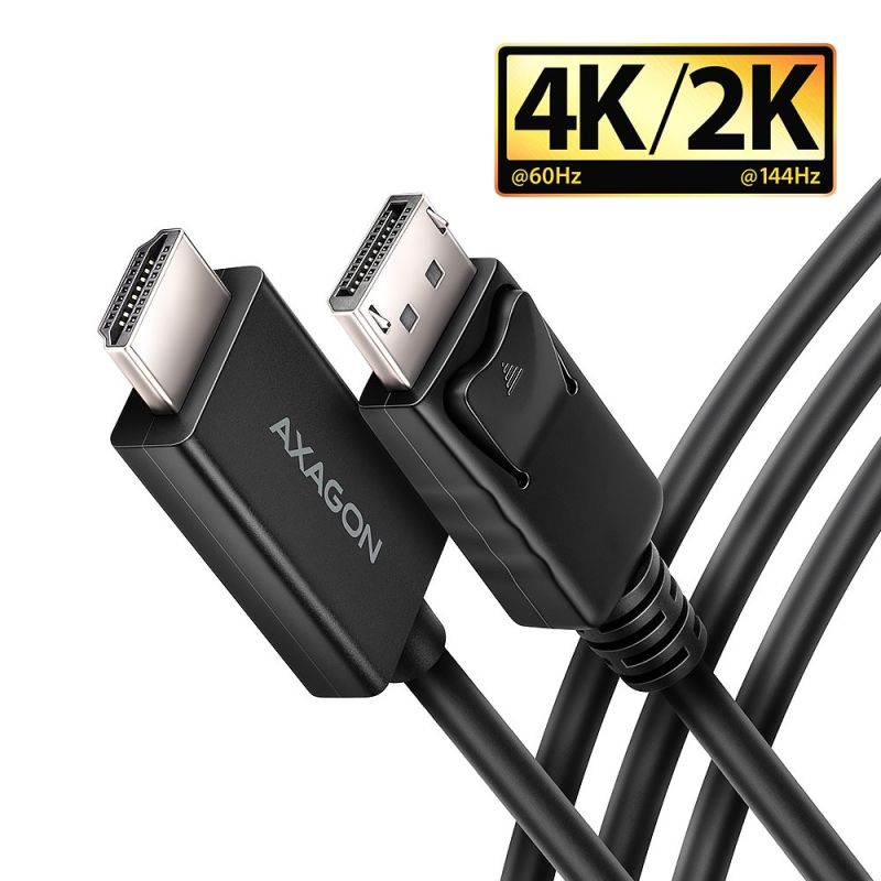 AXAGON RVD-HI20C2, DisplayPort -> HDMI 2.0b redukcia kábel 1.8m, 4K60Hz RVD-HI20C2