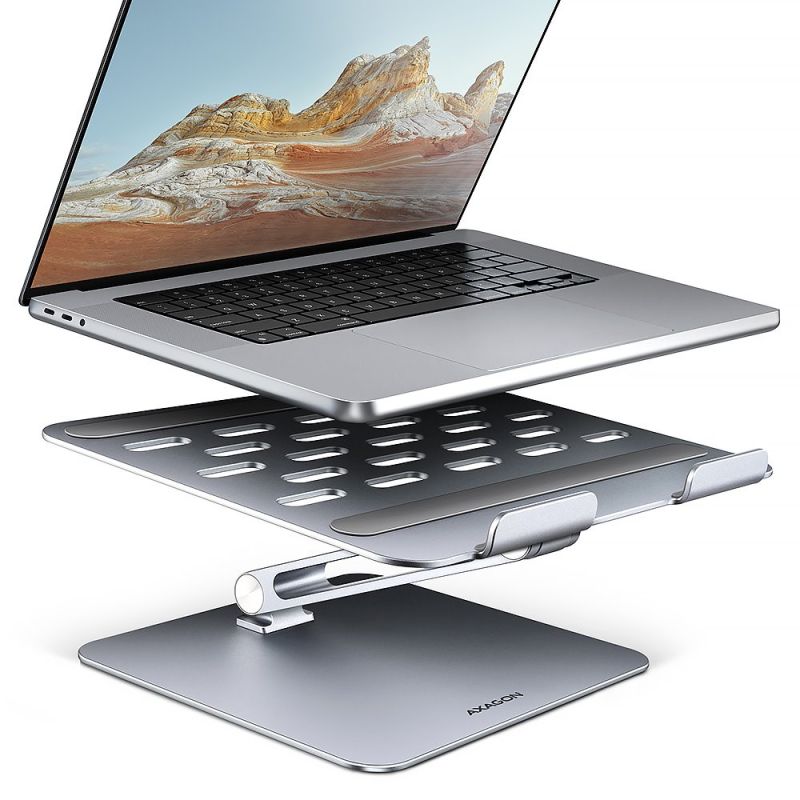 AXAGON STND-LQ, hliníkový HQ stojan pre notebooky 10" - 16", nastaviteľná výška a uhol STND-LQ