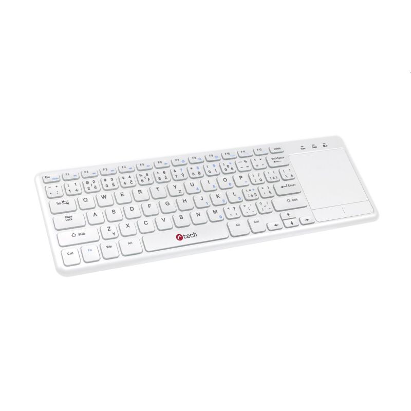 Klávesnica C-TECH WLTK-01, bezdrôtová klávesnica s touchpadem, biela, USB WLTK-01W