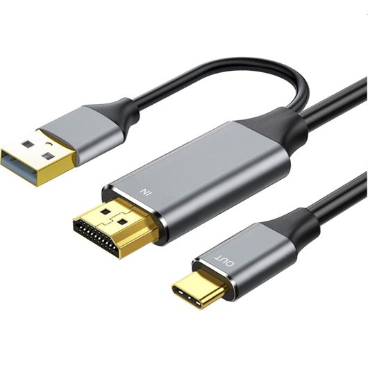 PremiumCord HDMI2.0 na USB-C kábel pre monitory s USB-C konektorom, 4K @ 60Hz, 1080p Aluminium 2m ku31hdmi25