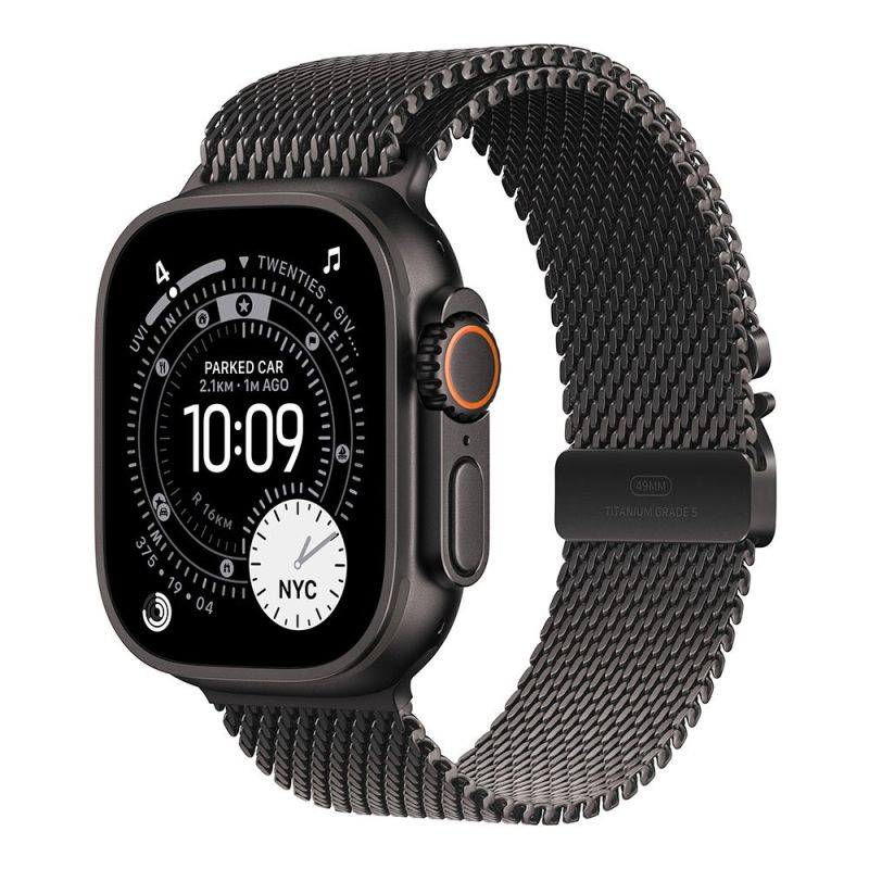 Apple Watch Ultra 3 GPS + Cellular 49mm Black Titanium Case with Black Titanium Milanese Loop - Large MF1T4QCA