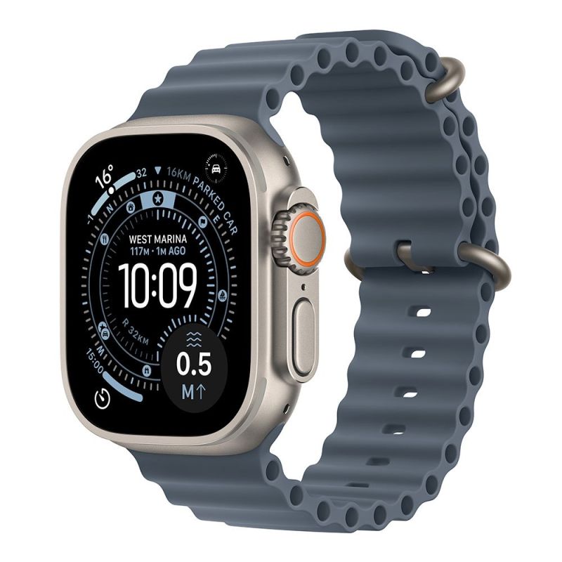 Apple Watch Ultra 3 GPS + Cellular 49mm Natural Titanium Case with Anchor Blue Ocean Band MEWH4QCA