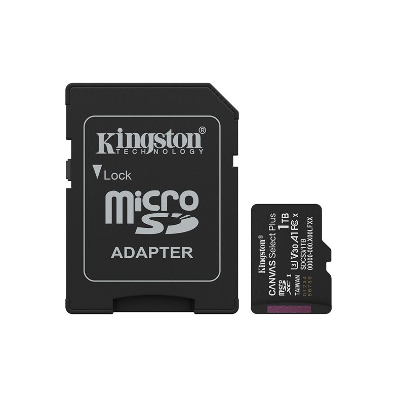 Kingston 1TB microSDXC Canvas Select Plus Gen3 150MB/s A1 Card + adaptér