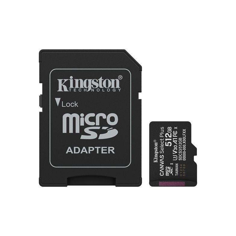 Kingston 512GB microSDXC Canvas Select Plus Gen3 150MB/s A1 Card + adaptér