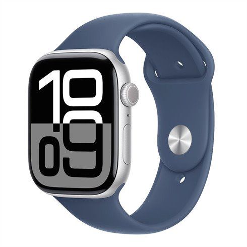 Apple Watch Series 10 GPS 46mm Silver Aluminium Case with Denim Sport Band - SM *Vystavený* 3N493ZA