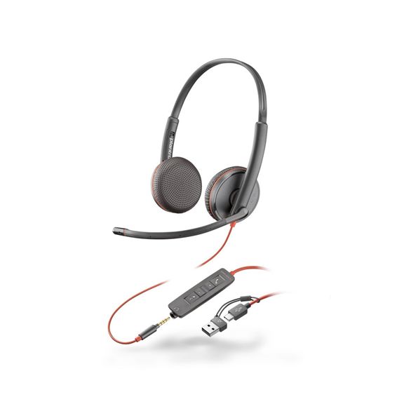 HP Poly Blackwire 3225 MS Teams náhlavná súprava, 3.5 mm jack + USB-C/A adaptér, stereo (bulk)